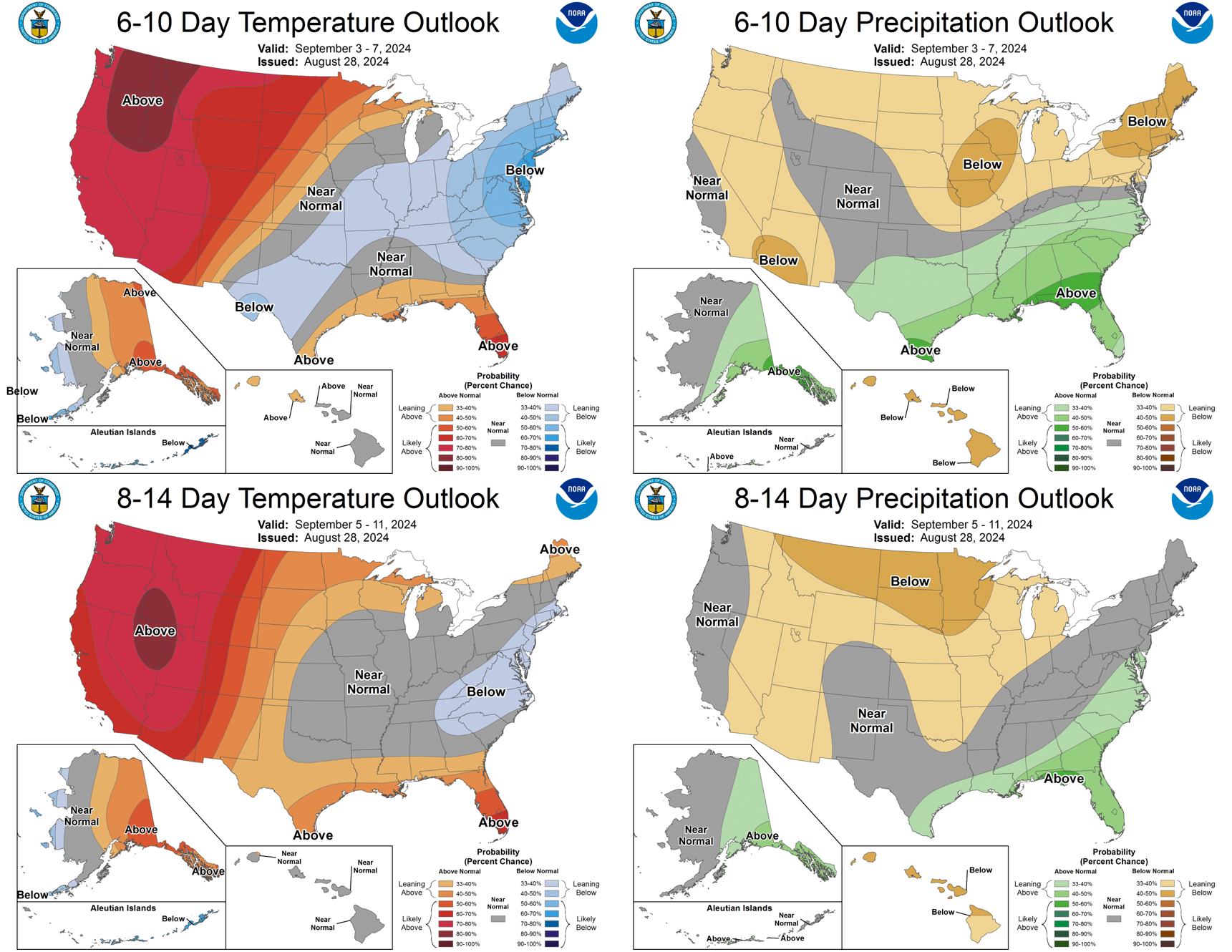 U.S. map showing the 6-10 and 8-14 day outlook.